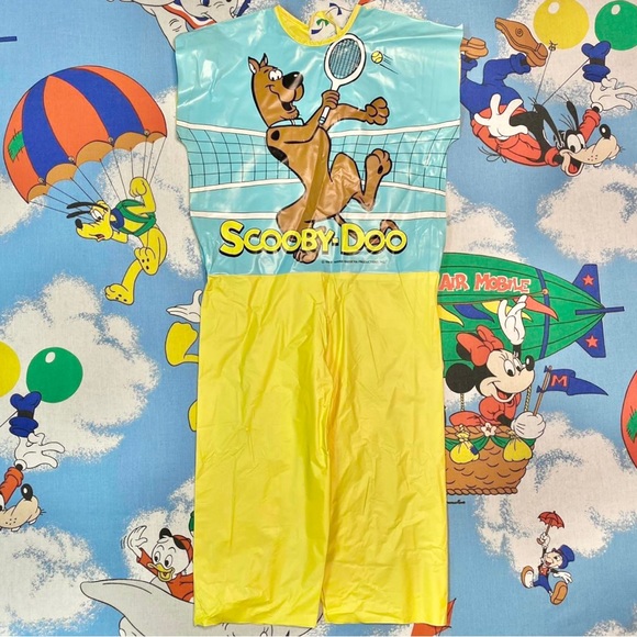 Vintage ‘89 light blue & yellow Scooby Doo kids vinyl Halloween costume 🐾🥪 - Picture 1 of 9